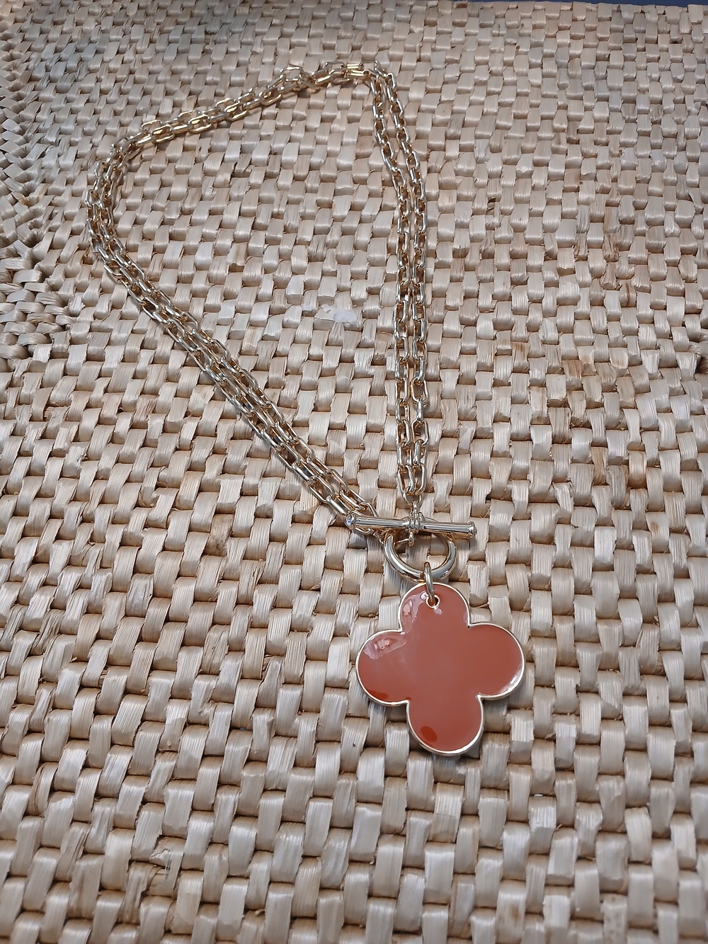 Gold Chain Necklace with  Clover Pendant - Women Jewelry